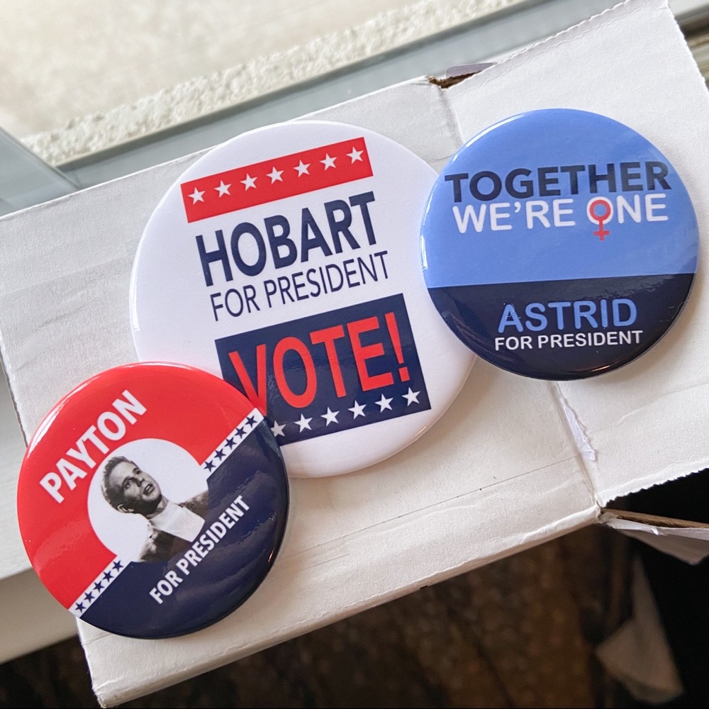 The Politician Replica Promo Campaign Buttons